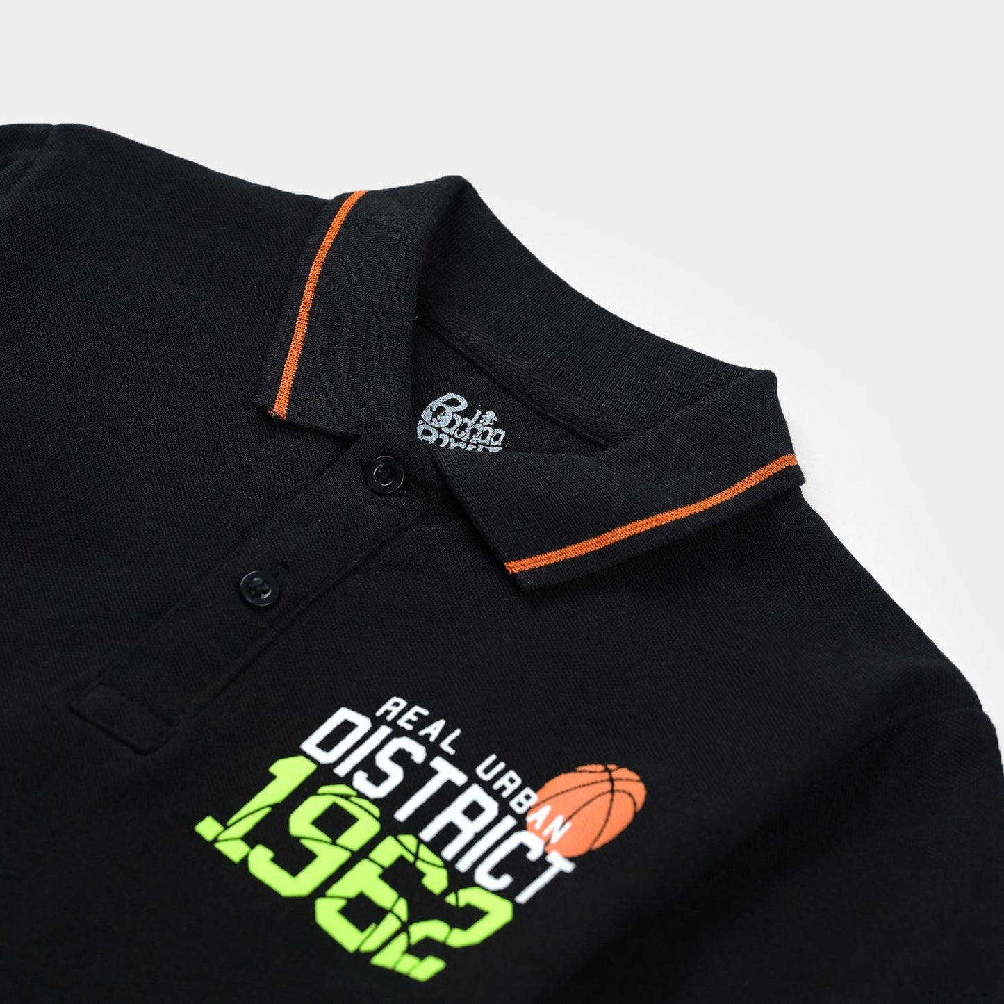Baby Boys Black Jumbo Pique Polo Shirt
