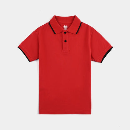 Baby Boys Red Jumbo Casual Pique Polo Shirt