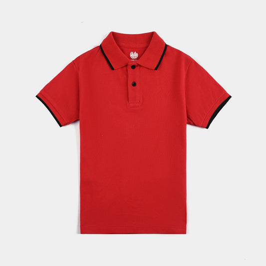 Baby Boys Red Jumbo Casual Pique Polo Shirt