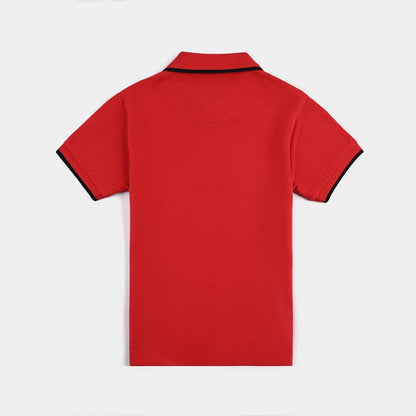 Baby Boys Red Jumbo Casual Pique Polo Shirt