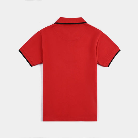 Baby Boys Red Jumbo Casual Pique Polo Shirt