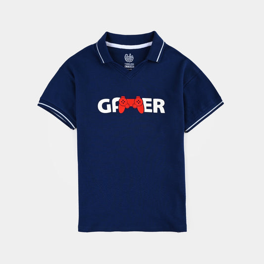 Baby Boys Navy Jumbo Gamer Pique Polo