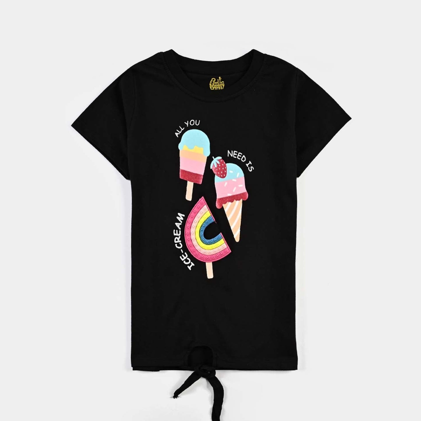 Baby Girls Cotton Black Casual T-Shirt