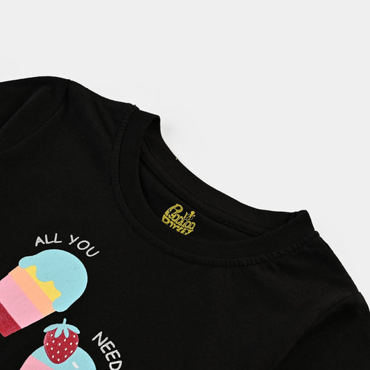 Baby Girls Cotton Black Casual T-Shirt