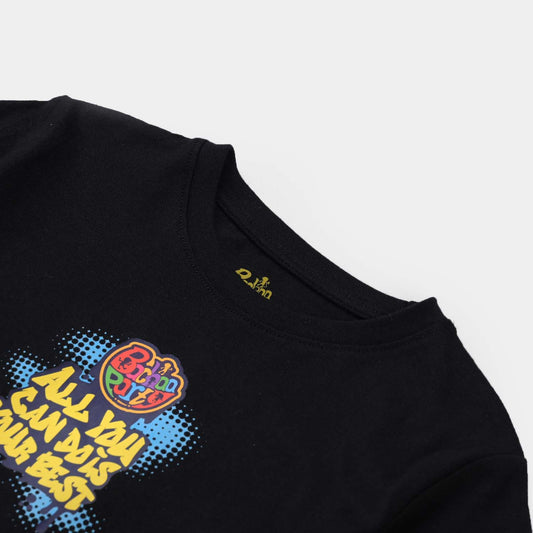 Baby Boys Black Cotton T-Shirt